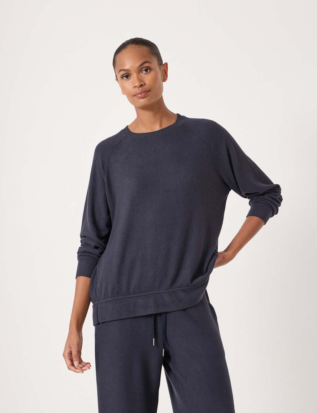 HUSH Crew Neck Soft Touch Top Navy