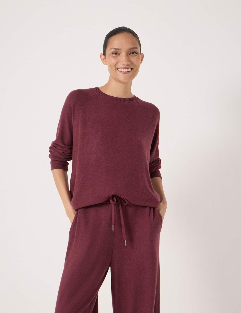 HUSH Crew Neck Soft Touch Top Burgundy