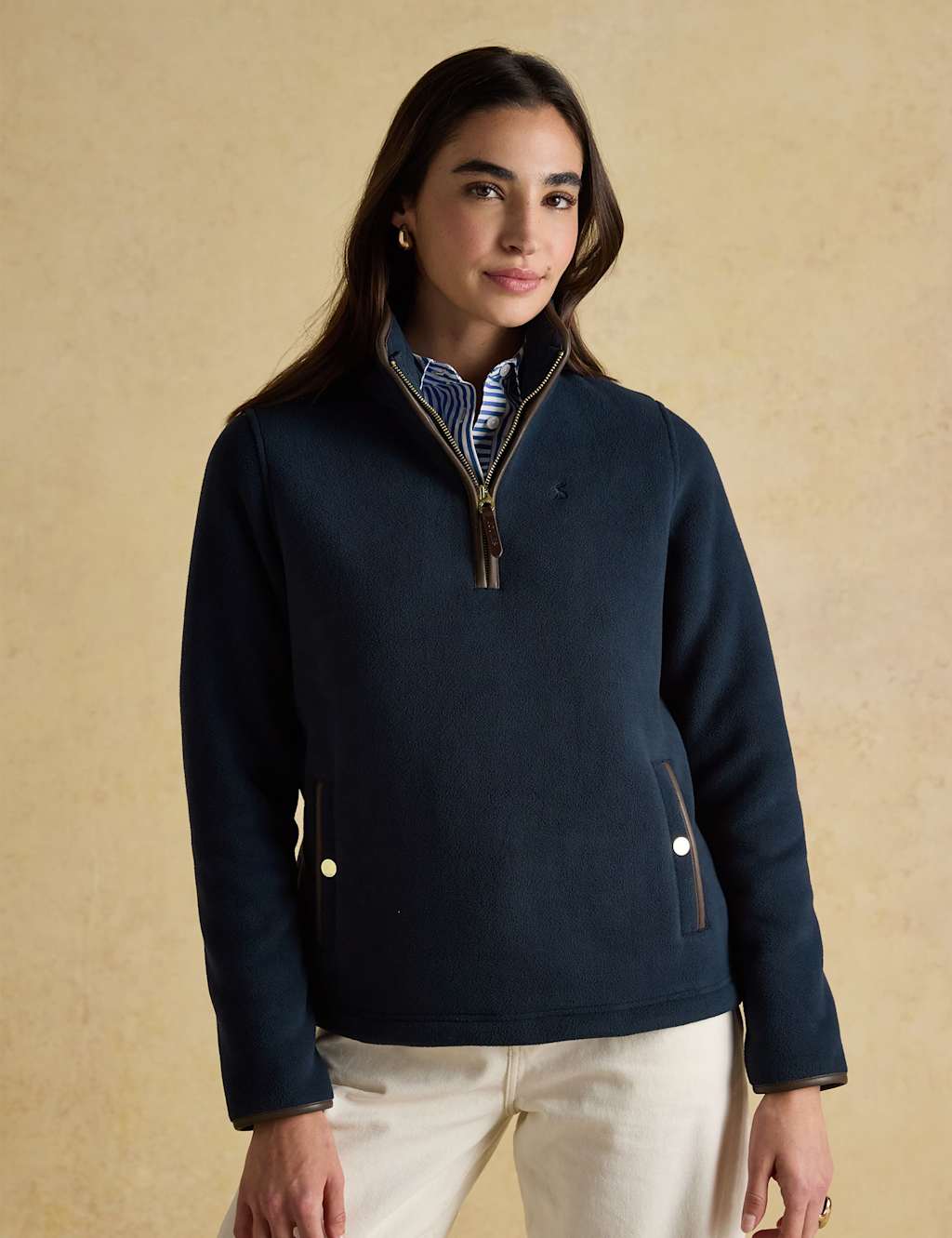 Joules Polar Fleece Quarter Zip Jumper Navy Mix
