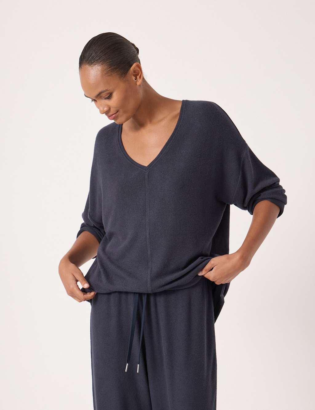 HUSH V-Neck Soft Touch Top Navy