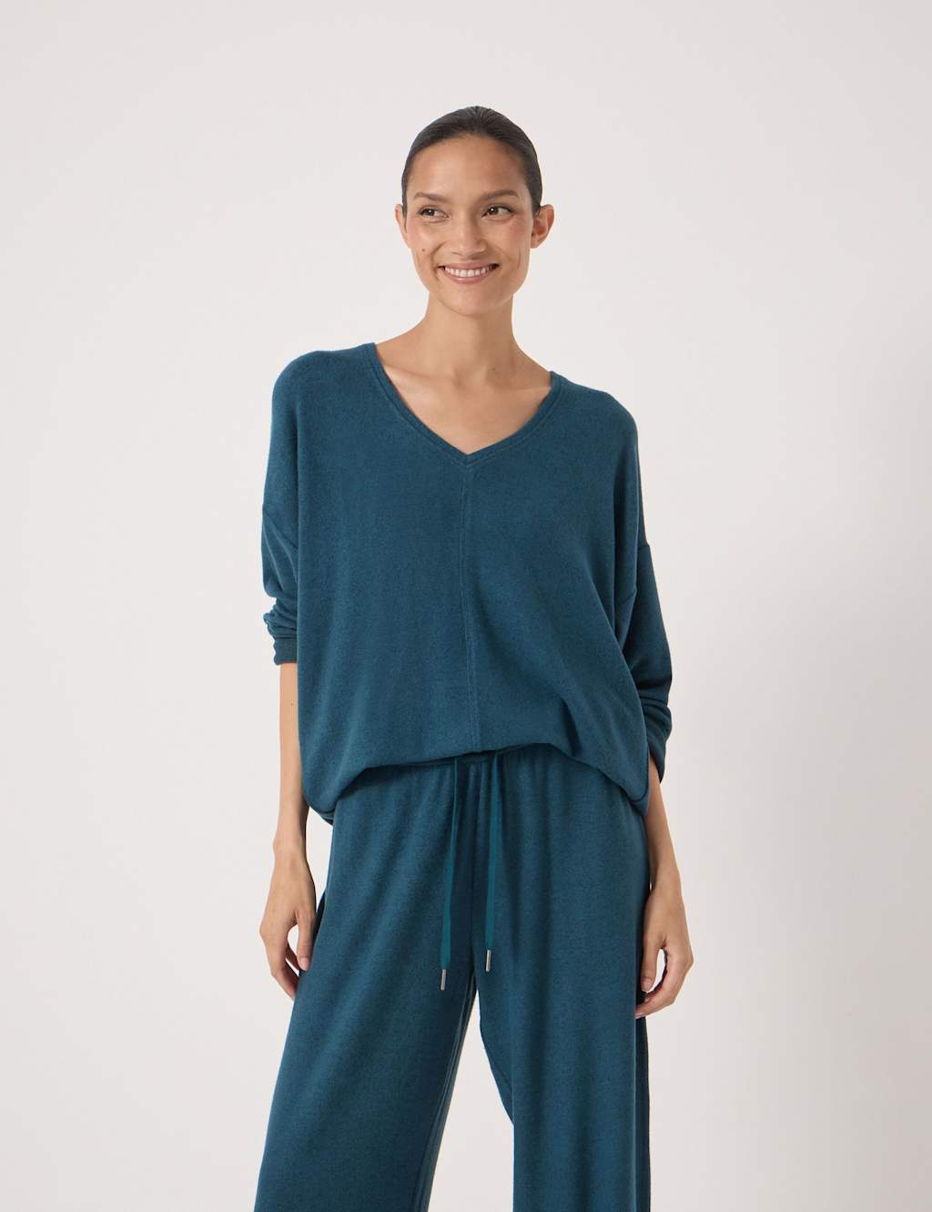 HUSH V-Neck Soft Touch Top Teal Green