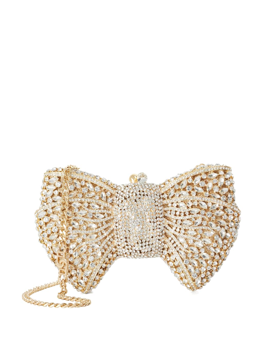 Dune London Women's Diamanté Bow Clutch Bag - Gold - Available at M&S