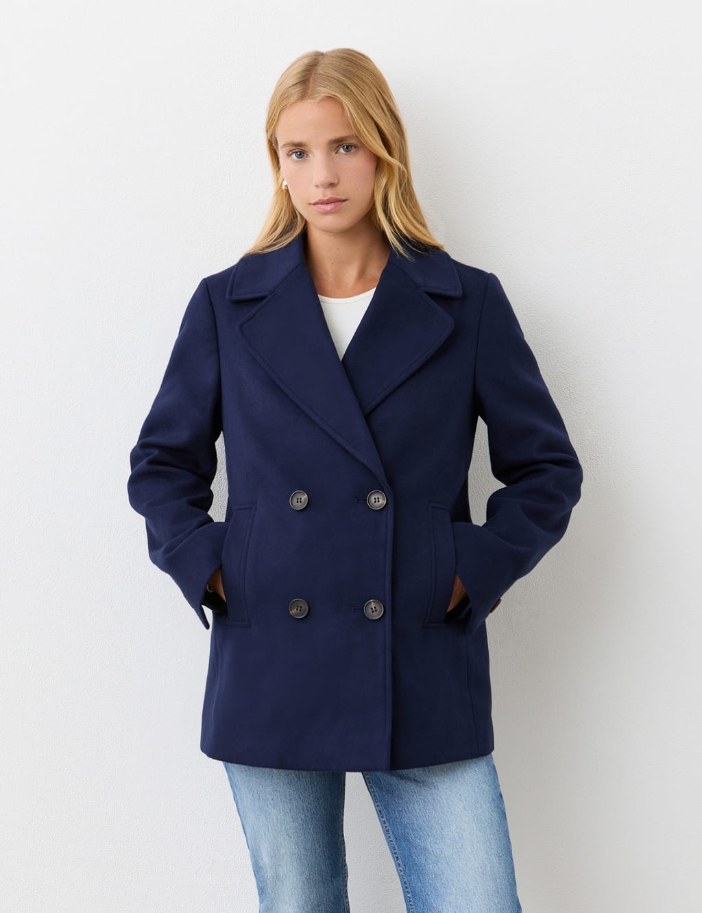 Plus size navy pea coat on sale