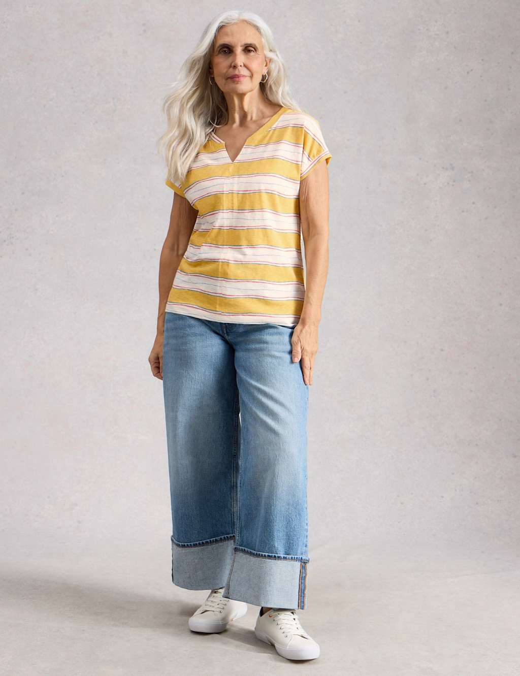 White Stuff Women's Pure Cotton Striped T-Shirt - 18 - Yellow Mix - Available at M&S