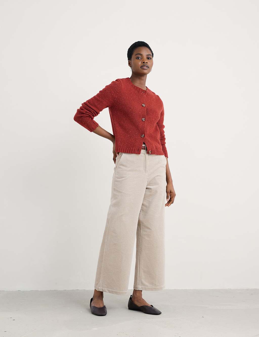 Seasalt Cornwall Merino Wool Rich Crew Neck Cardigan Red