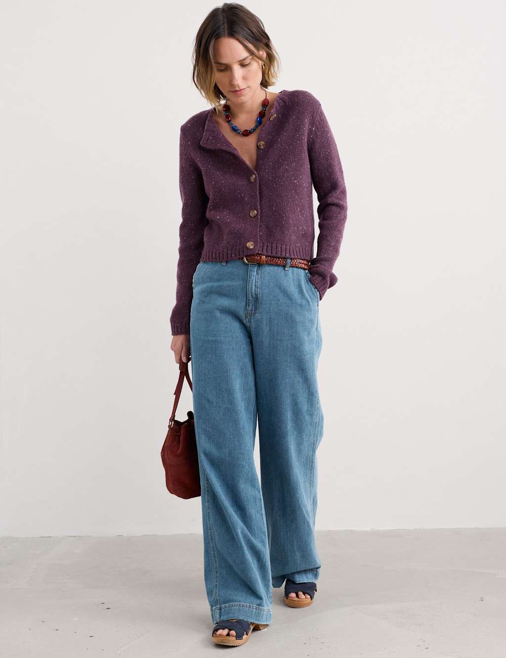 Seasalt Cornwall Merino Wool Rich Crew Neck Cardigan Indigo