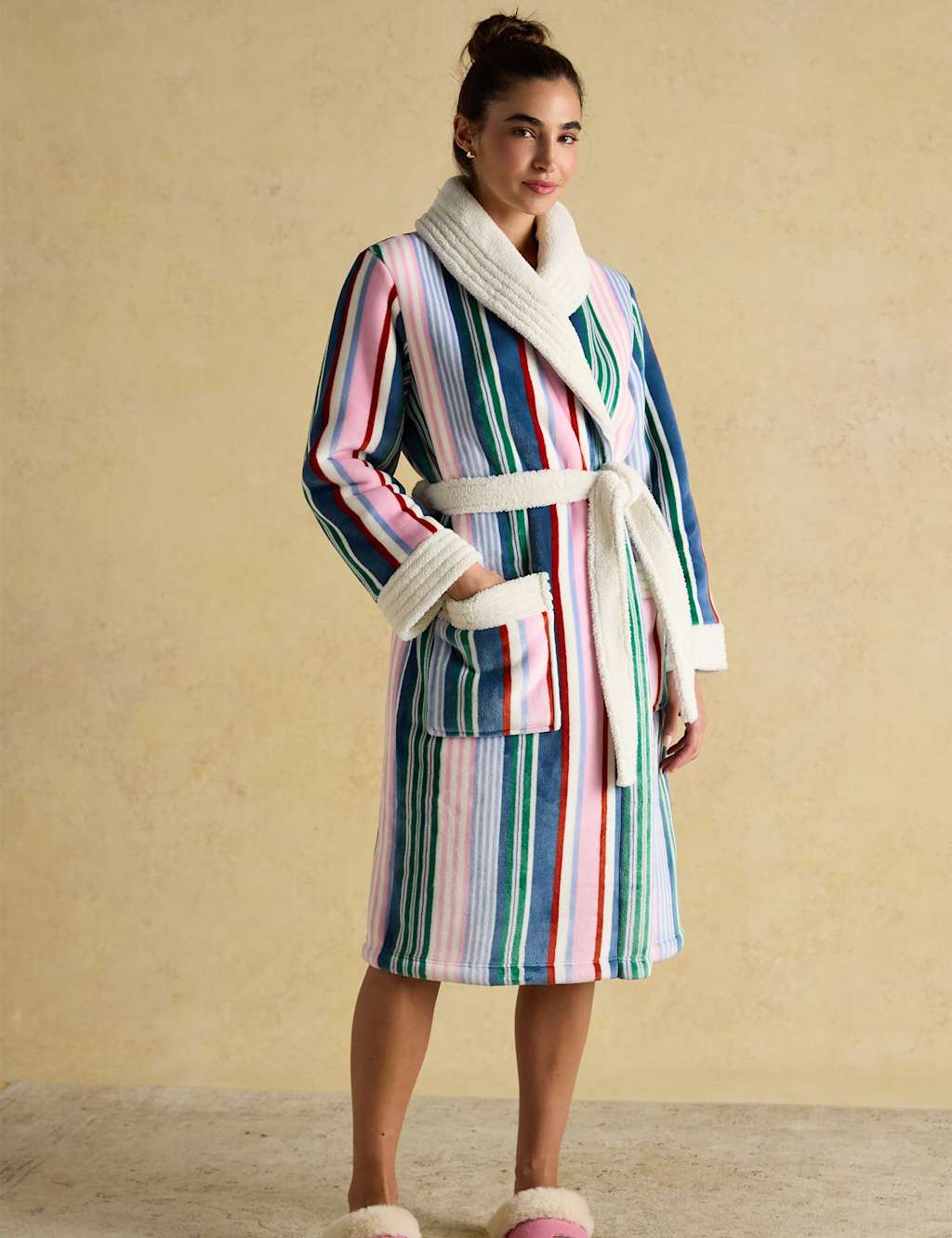 Joules Striped Dressing Gown Multi