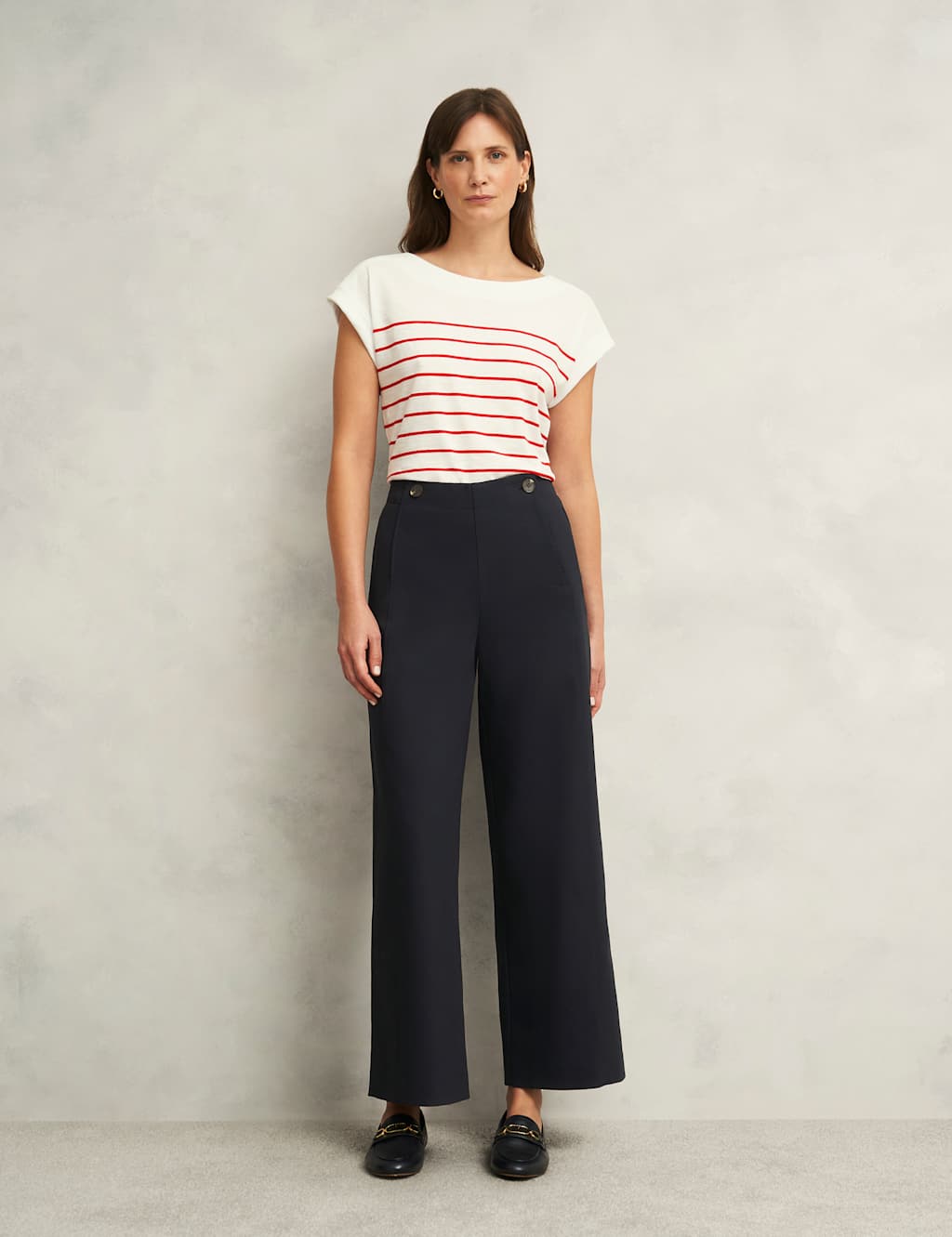 Kimmi Cotton Rich Wide Leg Cropped Trousers