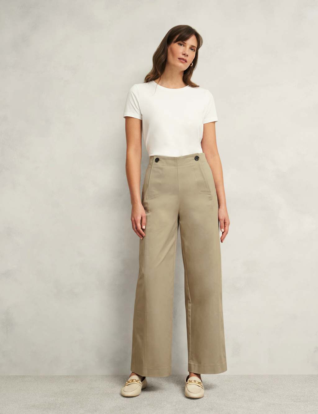 Kimmi Cotton Rich Wide Leg Cropped Trousers