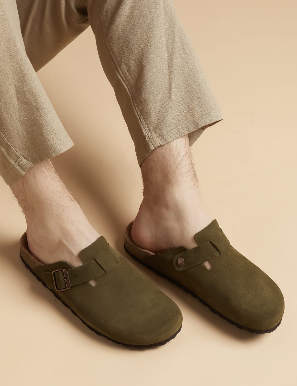 Jones Bootmaker Suede Mule Slippers Khaki