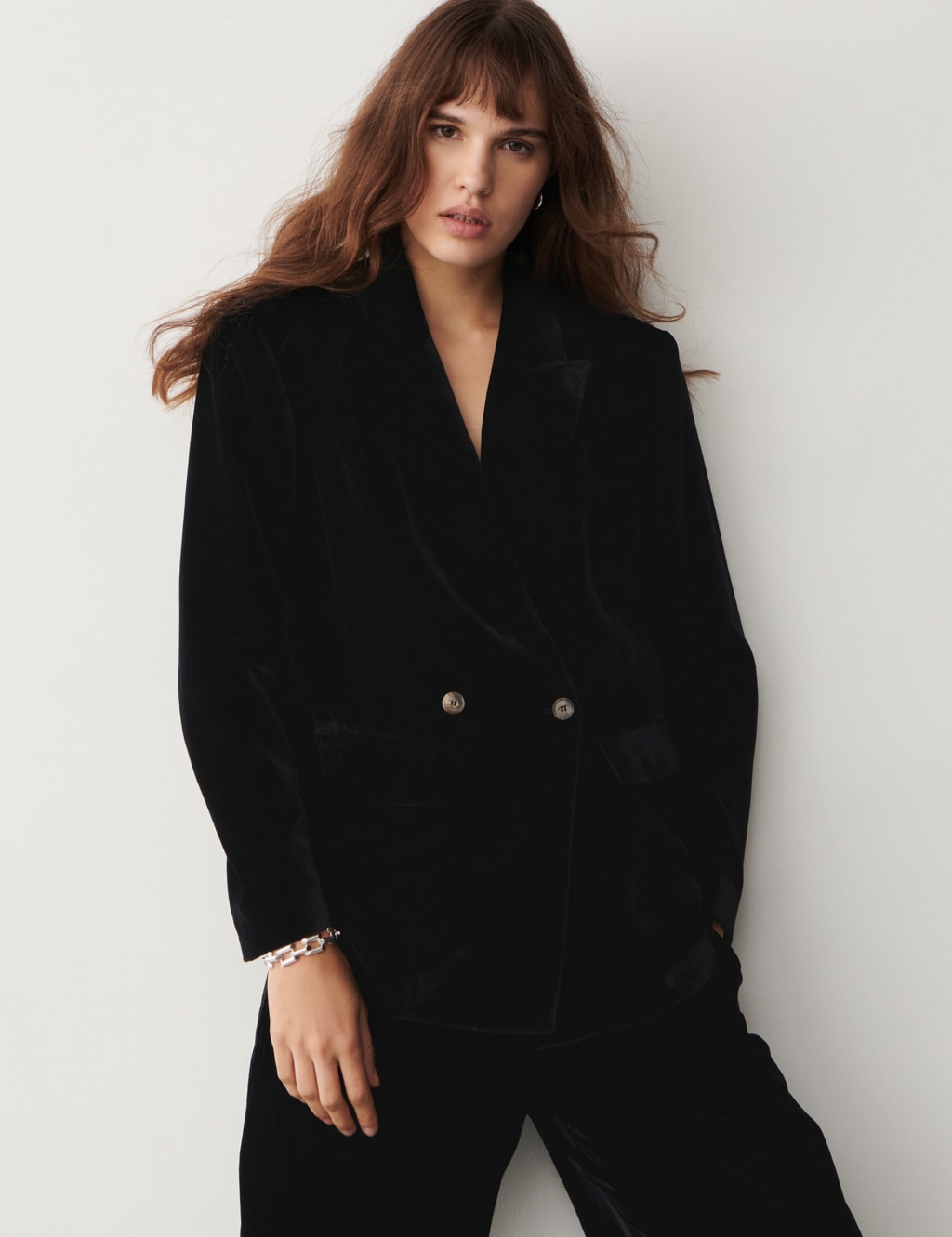 Velvet Double Breasted Blazer