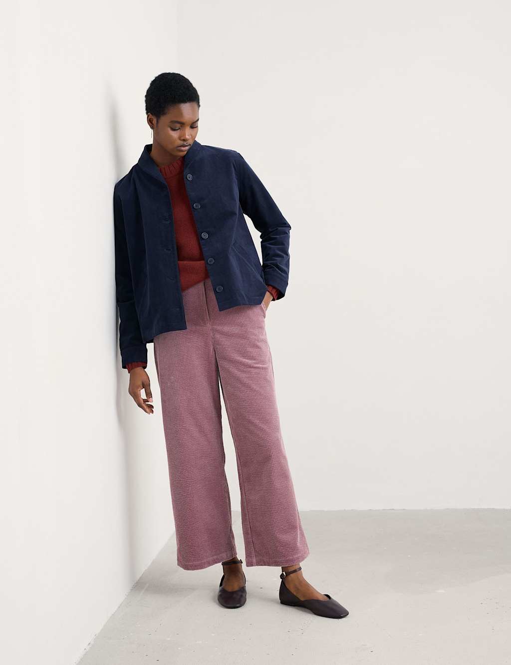 Seasalt Cornwall Cotton Rich Collared Short Jacket Navy