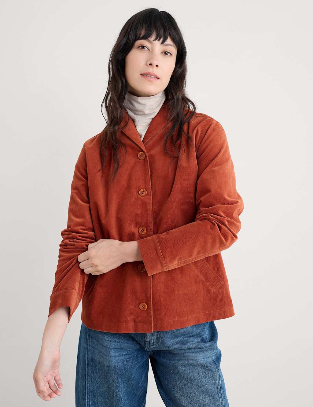 Seasalt Cornwall Cotton Rich Collared Short Jacket Orange