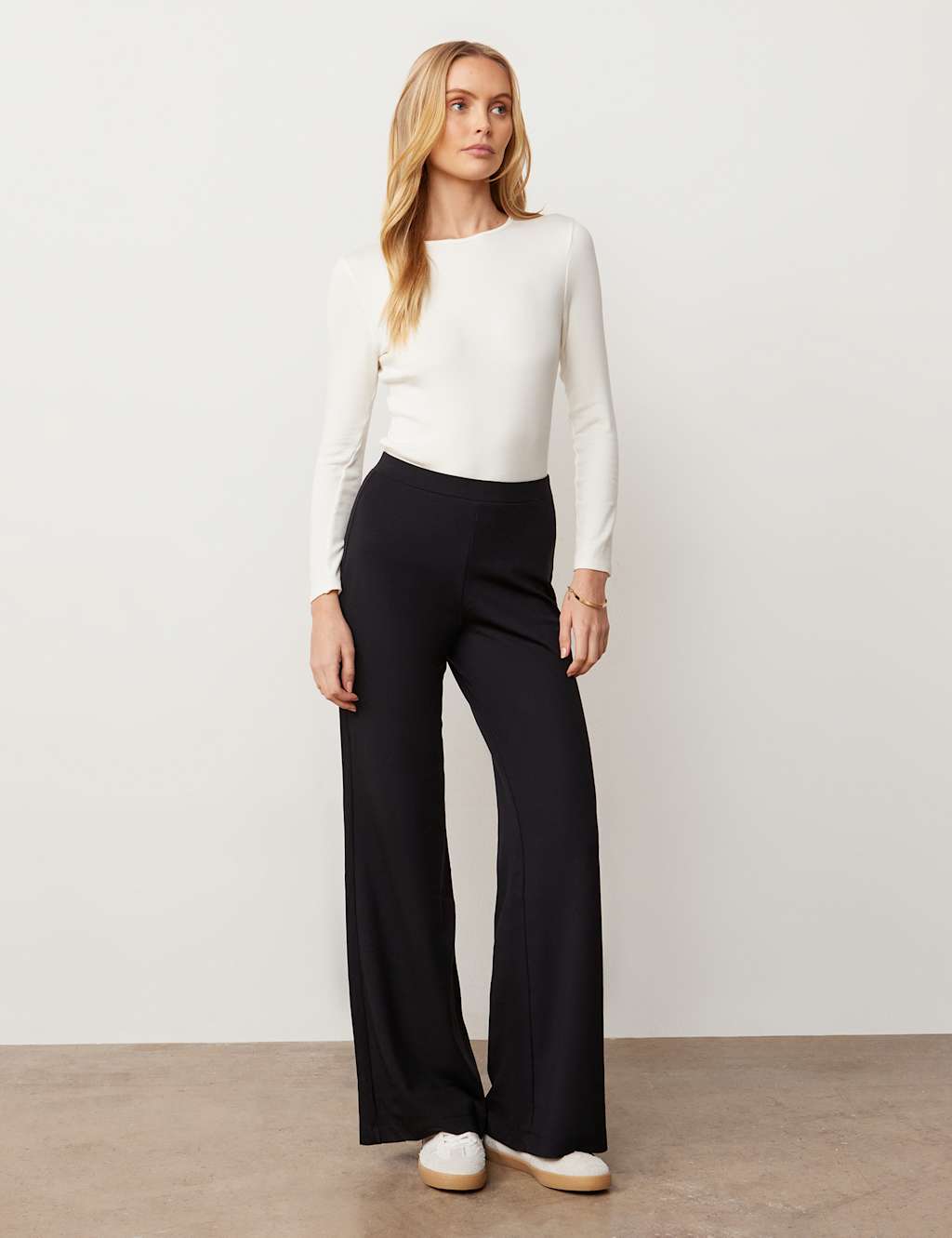 Jersey Elasticated Waist Wide Leg Trousers