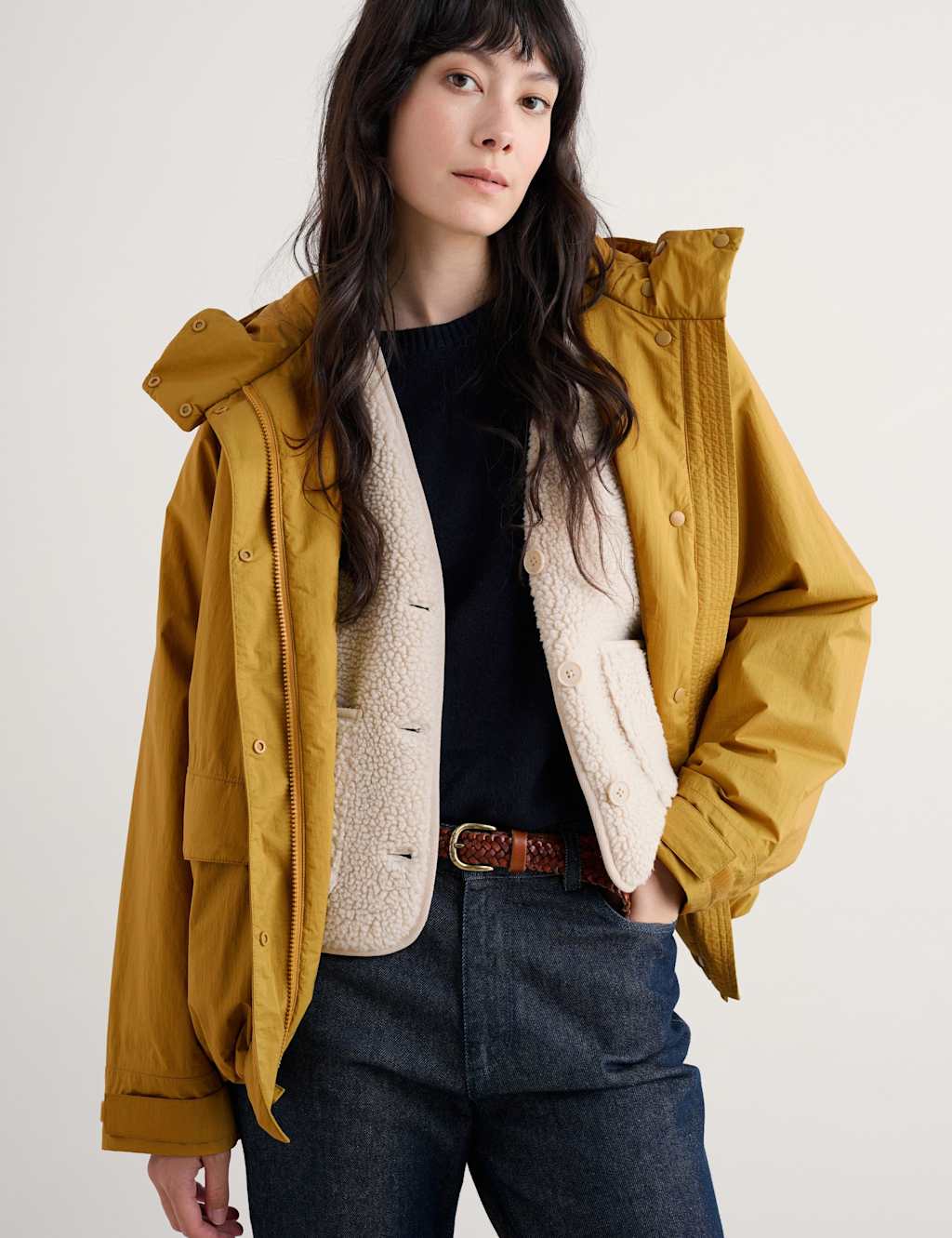 Seasalt Cornwall Hooded Rain Jacket Yellow