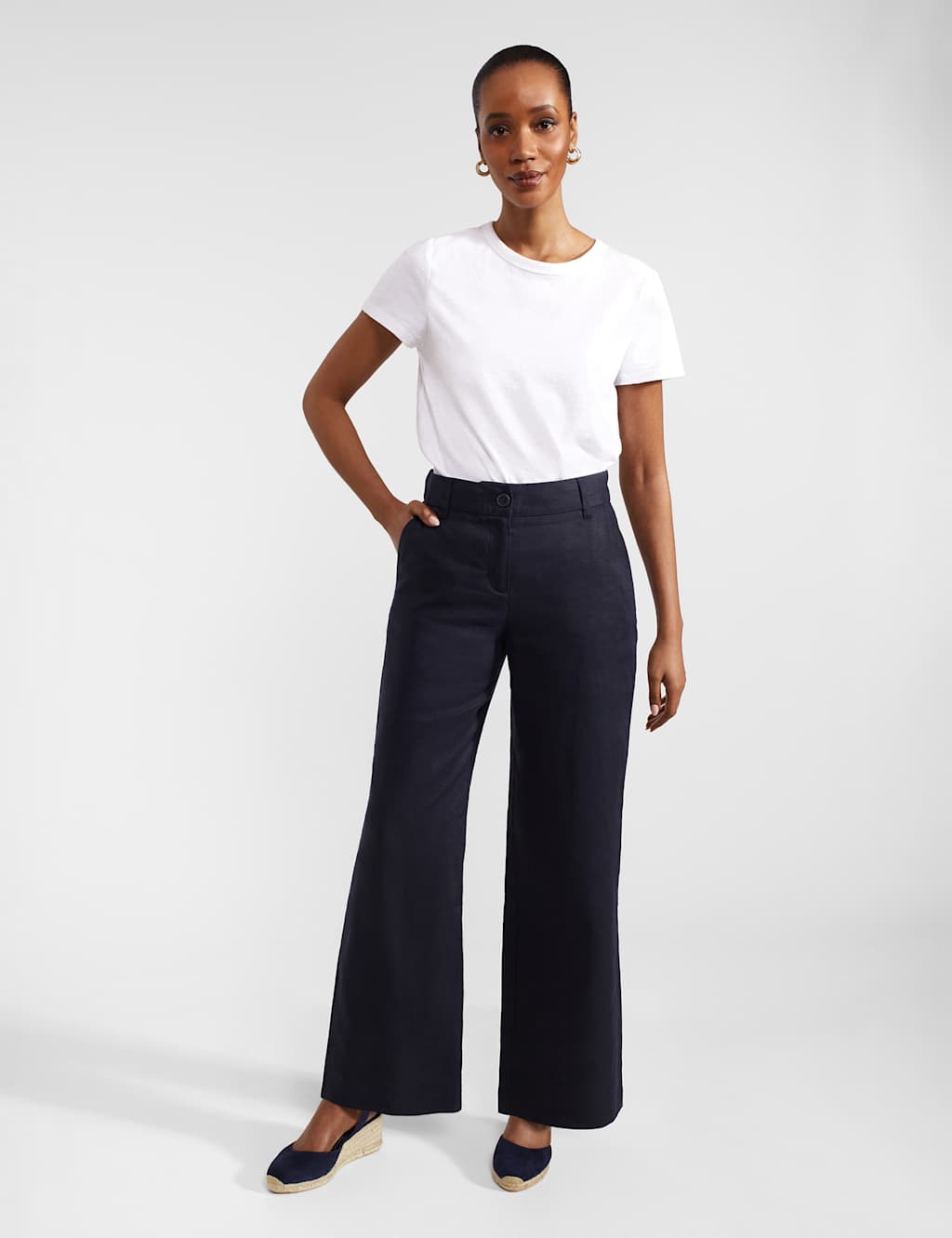Pure Linen Wide Leg Trousers