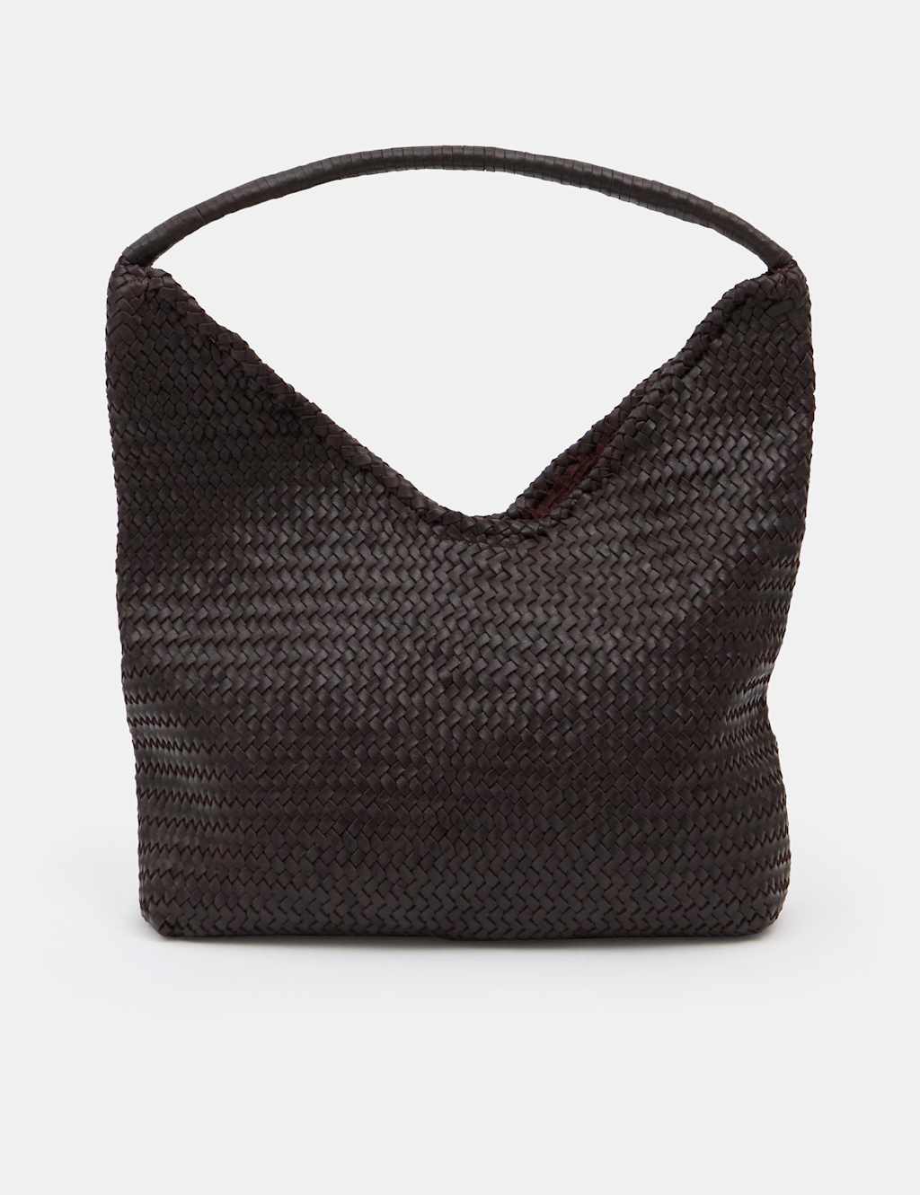 HUSH Leather Woven Tote Bag Burgundy