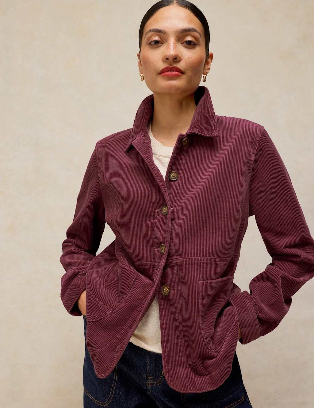 White Stuff Women's Cotton-Rich Corduroy Jacket - 10 - Pink - Available at M&S