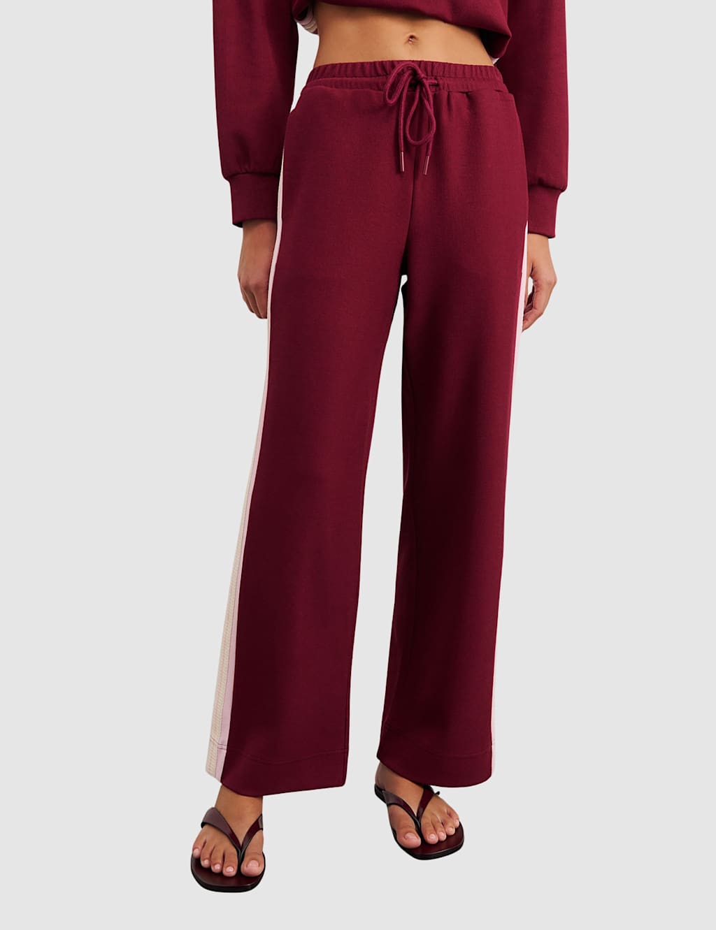 Jag Women's Side Stripe Wide Leg Joggers - 12 - Red - Available at M&S