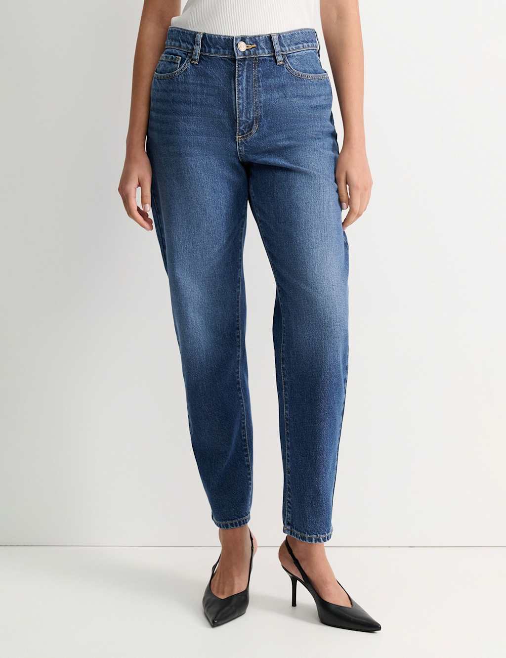 Sportscraft Lyocell Blend High Waisted Barrel Jeans Blue Denim