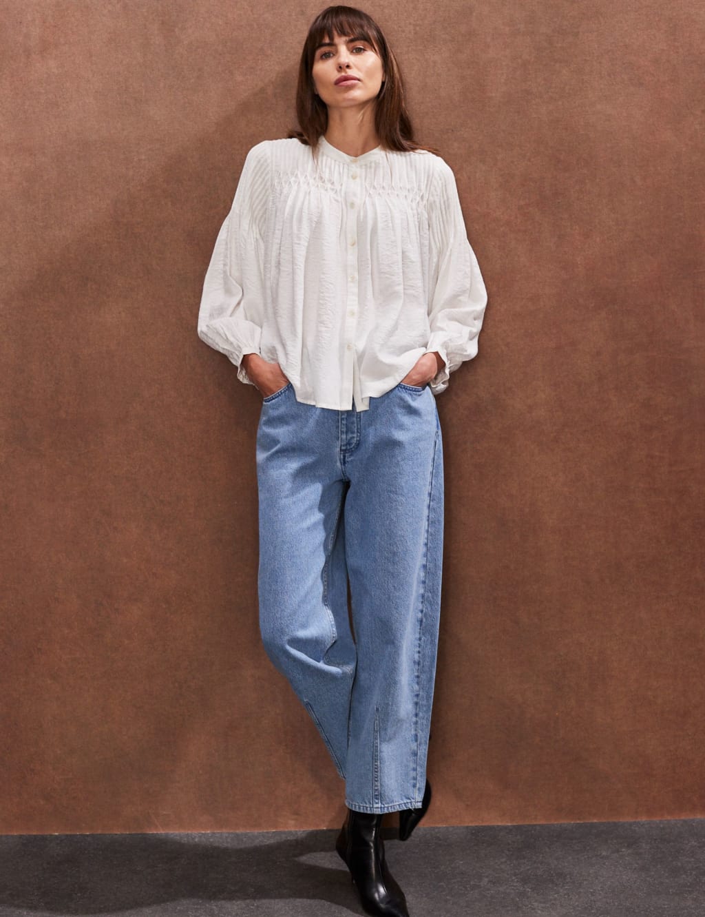 Smocked Button Through Blouse