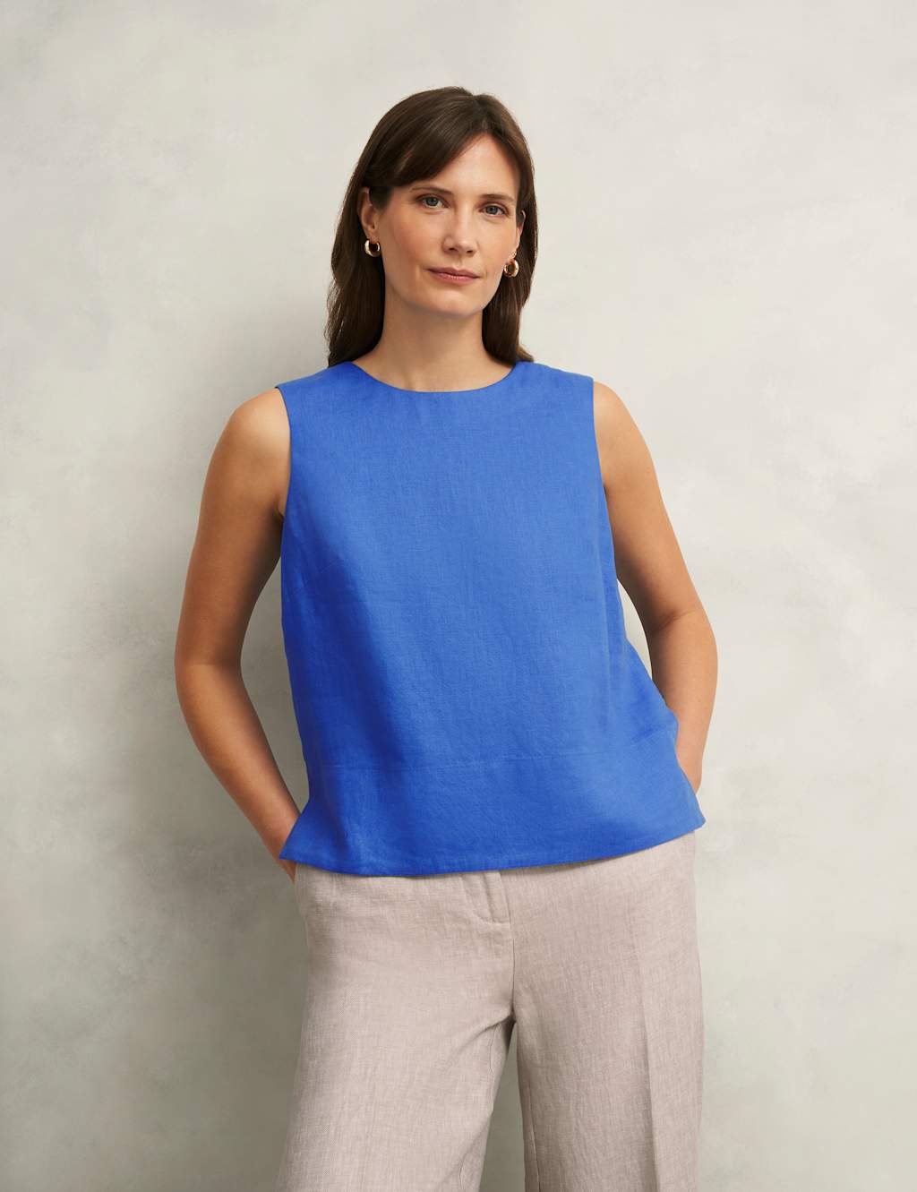 Pure Linen Round Neck Vest Top