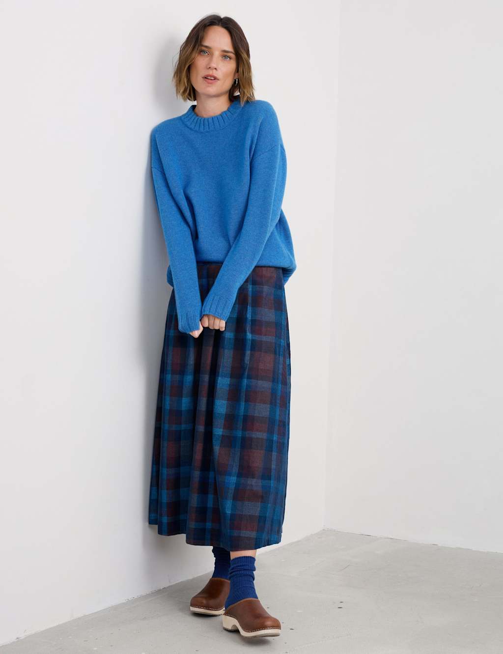 Seasalt Cornwall Merino Wool Rich Crew Neck Relaxed Jumper Blue