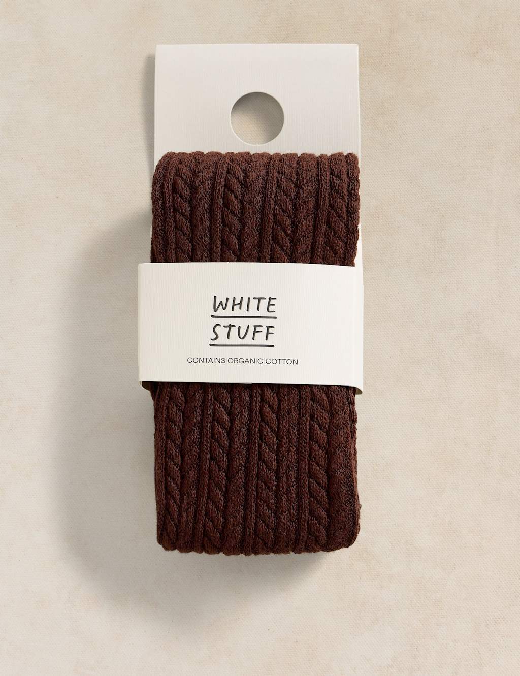 White Stuff Women's Cotton Rich Textured Tights - Large - Brown - Available at M&S