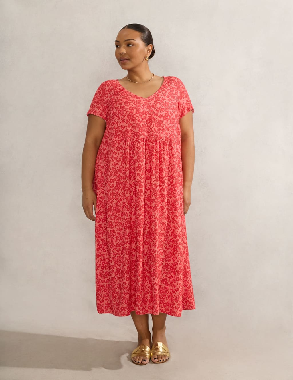 Pure Cotton Floral Midi Tea Dress