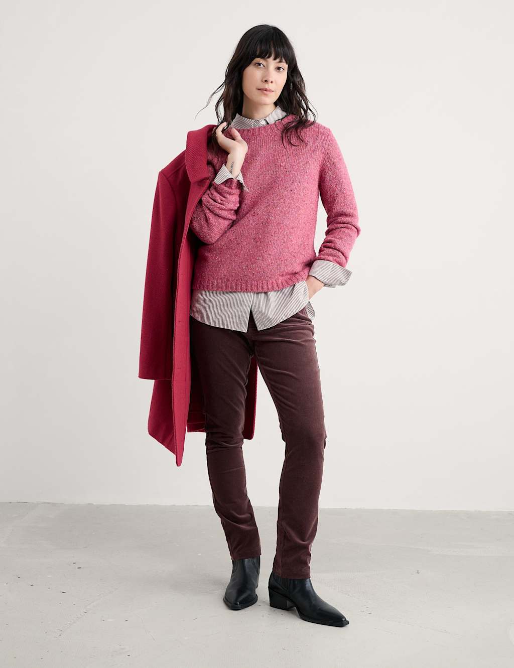 Seasalt Cornwall Merino Wool Rich Textured Crew Neck Jumper Orange