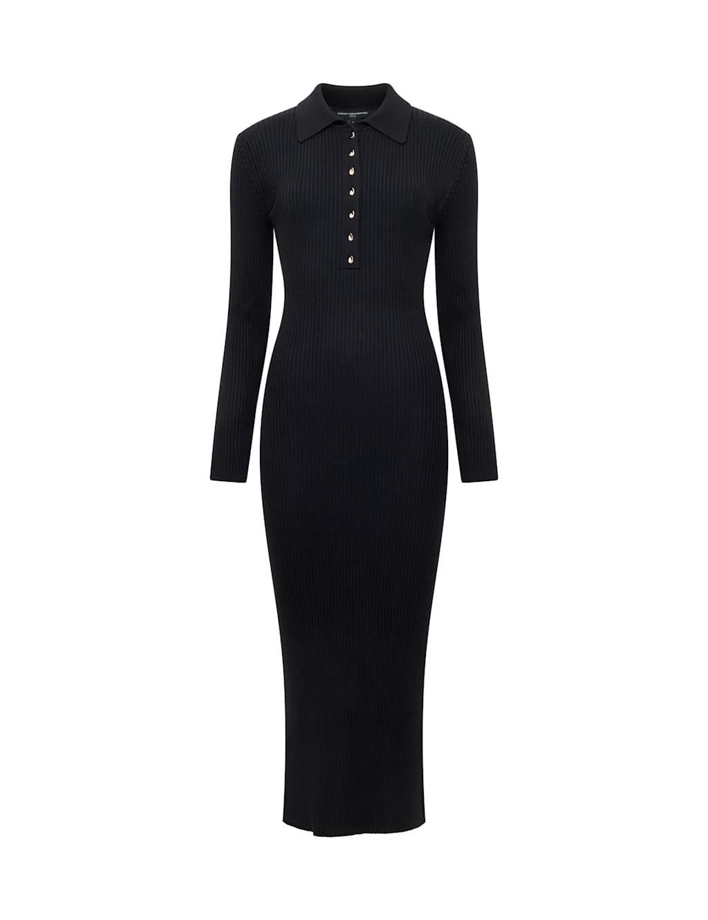 French Connection Ribbed Midi Jumper Dress Black