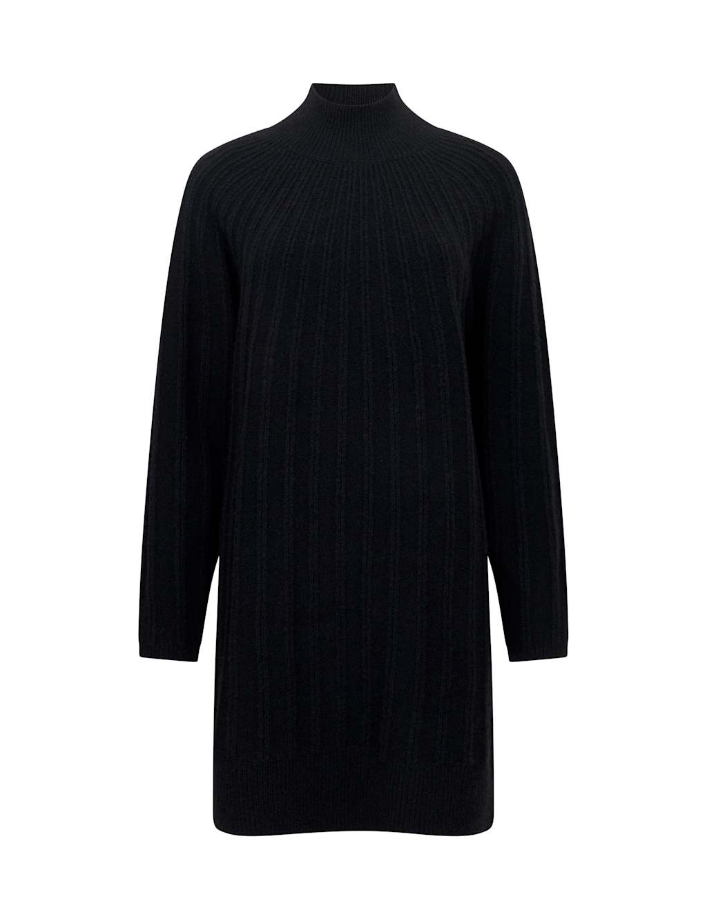 French Connection Textured High Neck Knee Length Jumper Dress Black