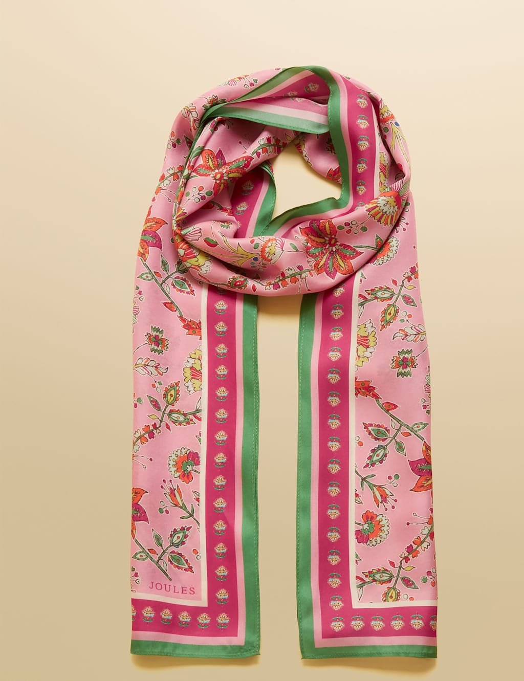 Joules Women's Pure Silk Woven Floral Scarf - Pink Mix - Available at M&S