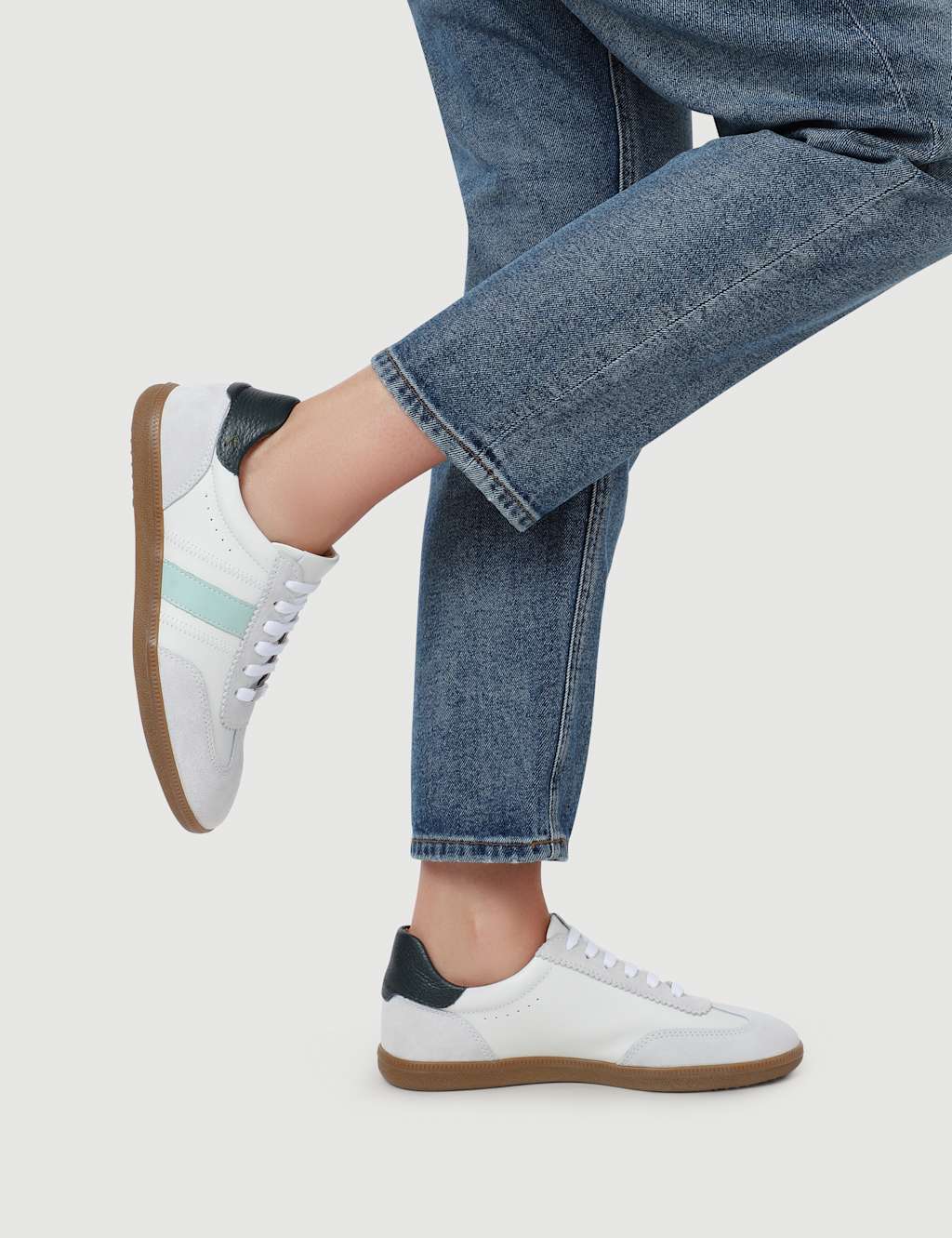 Jones Bootmaker Women's Leather Lace Up Trainers - 6 - Green Mix - Available at M&S