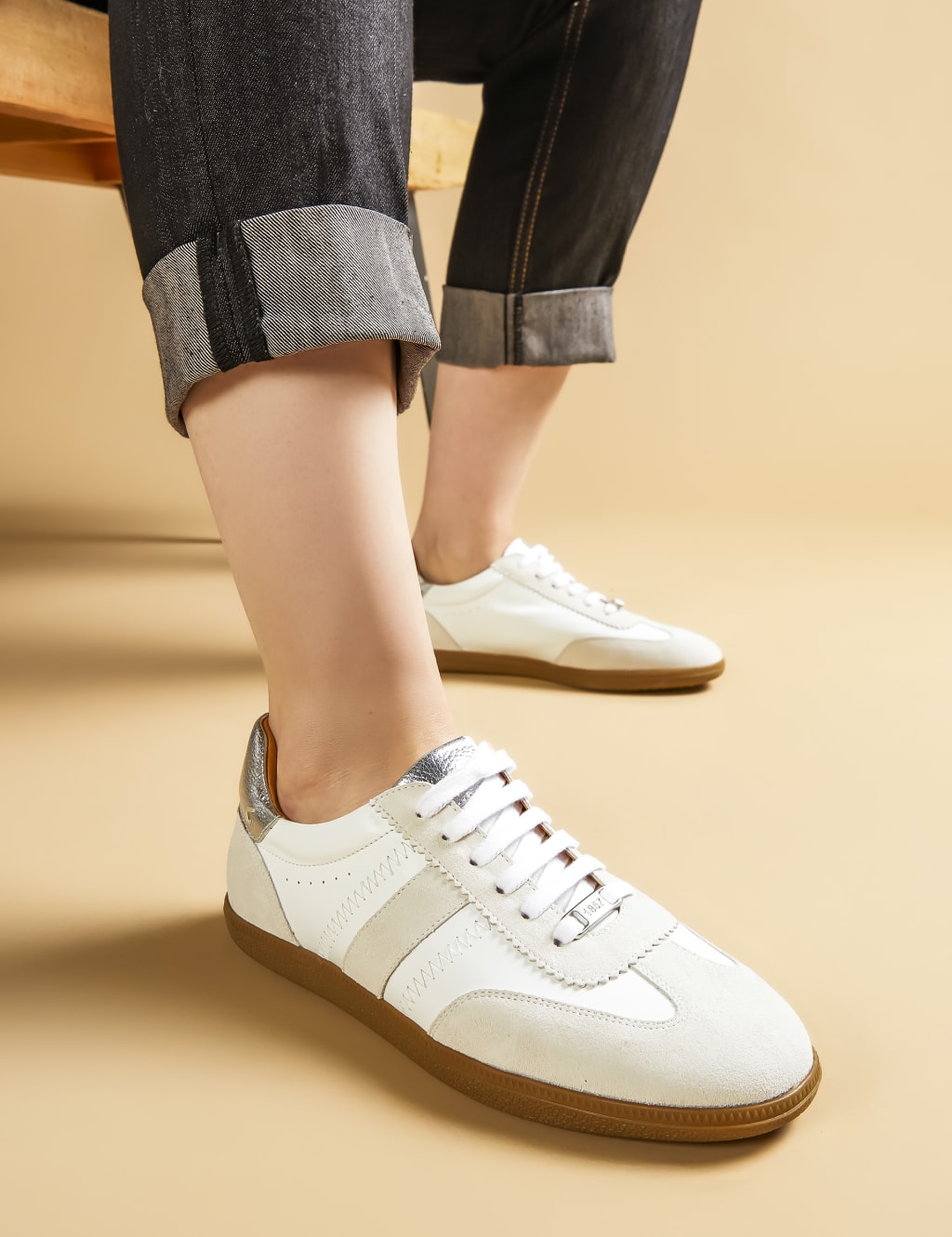 Leather Lace Up Trainers