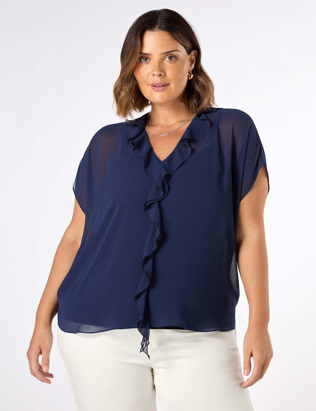 V-Neck Ruffle Blouse