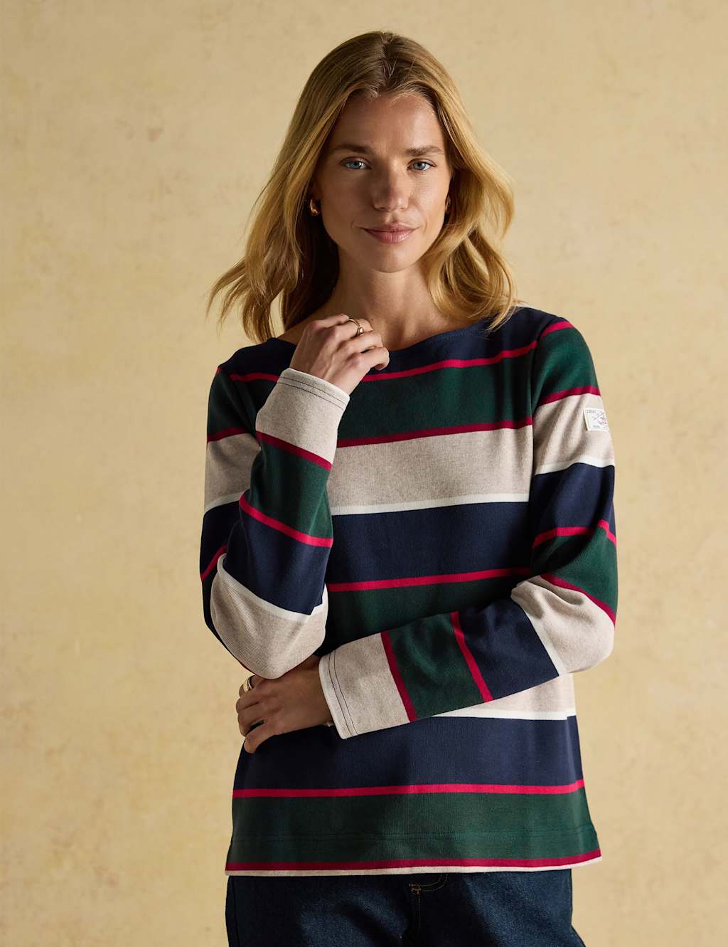 Joules Pure Cotton Striped Harbour Top Multi