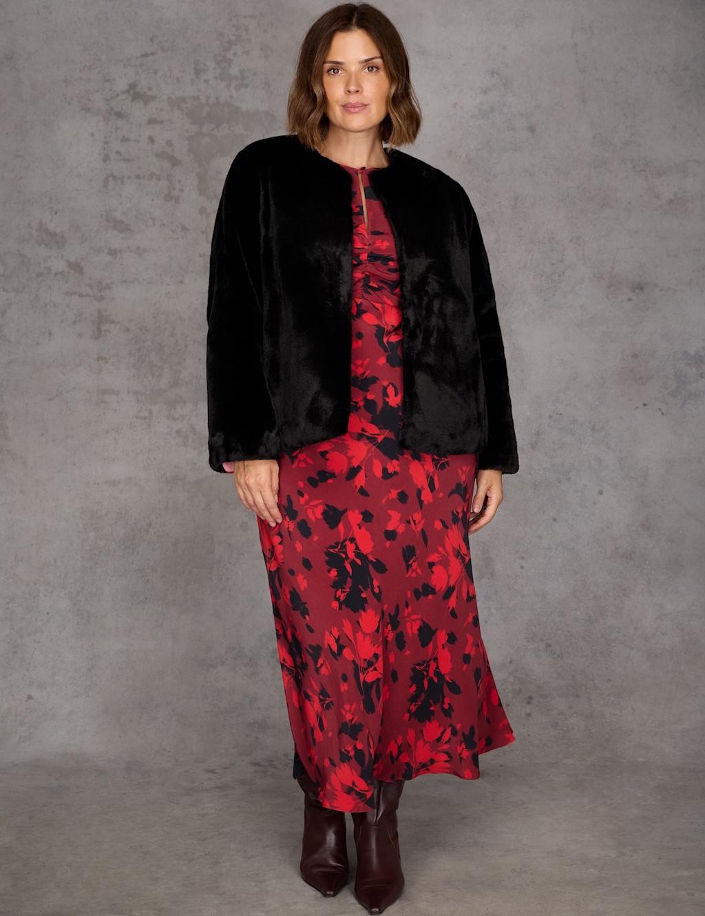 Live Unlimited London Faux Fur Jacket Black