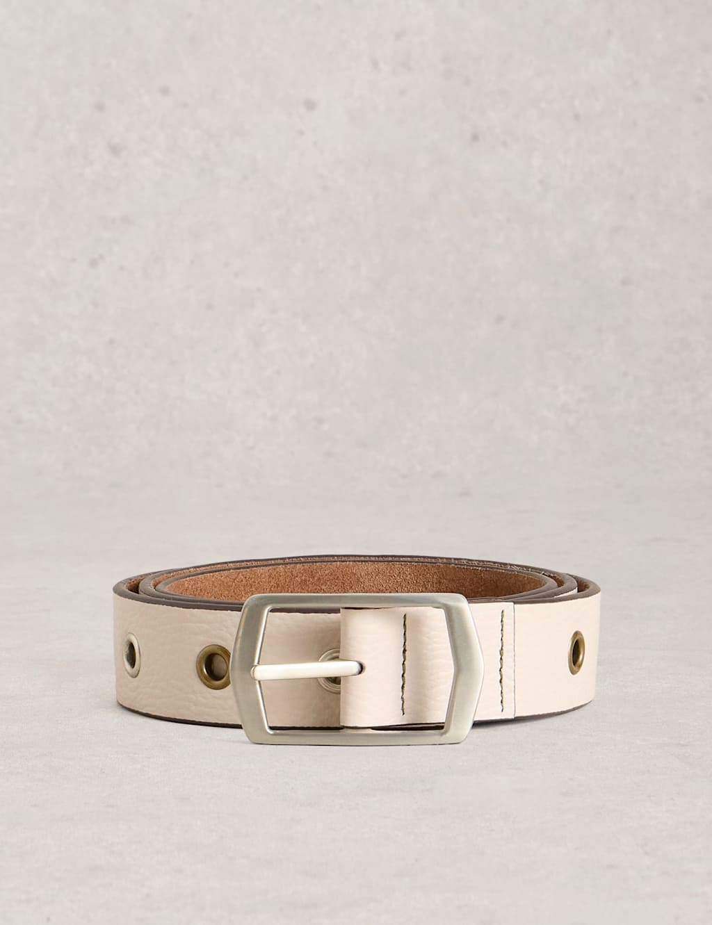 White Stuff Women's Leather Reversible Belt - Medium-Large - Natural Mix - Available at M&S
