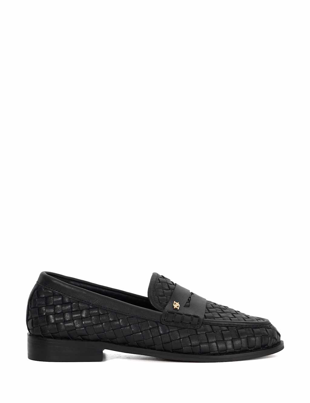 Leather Woven Flat Loafers