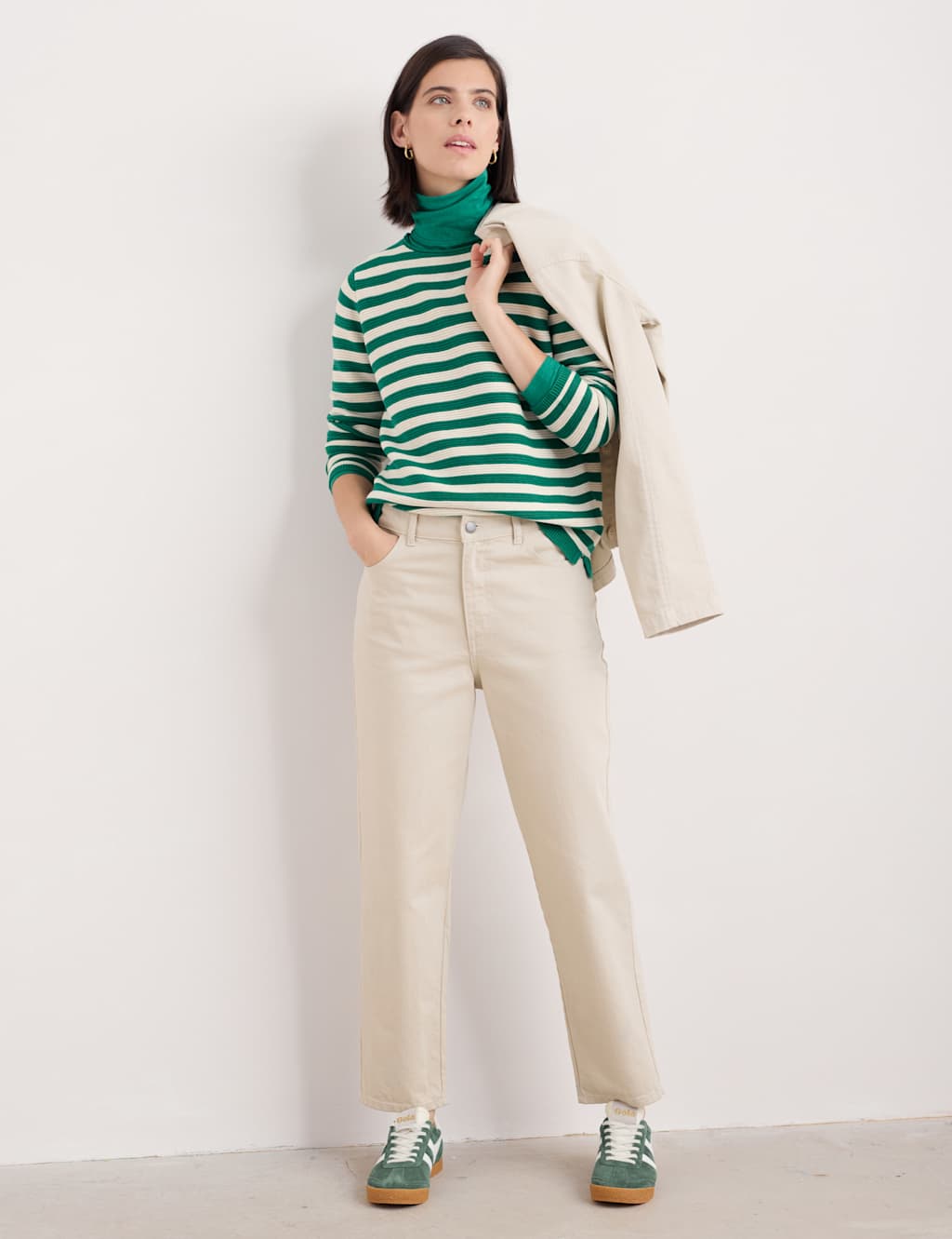 Pure Cotton Striped Crew Neck Jumper