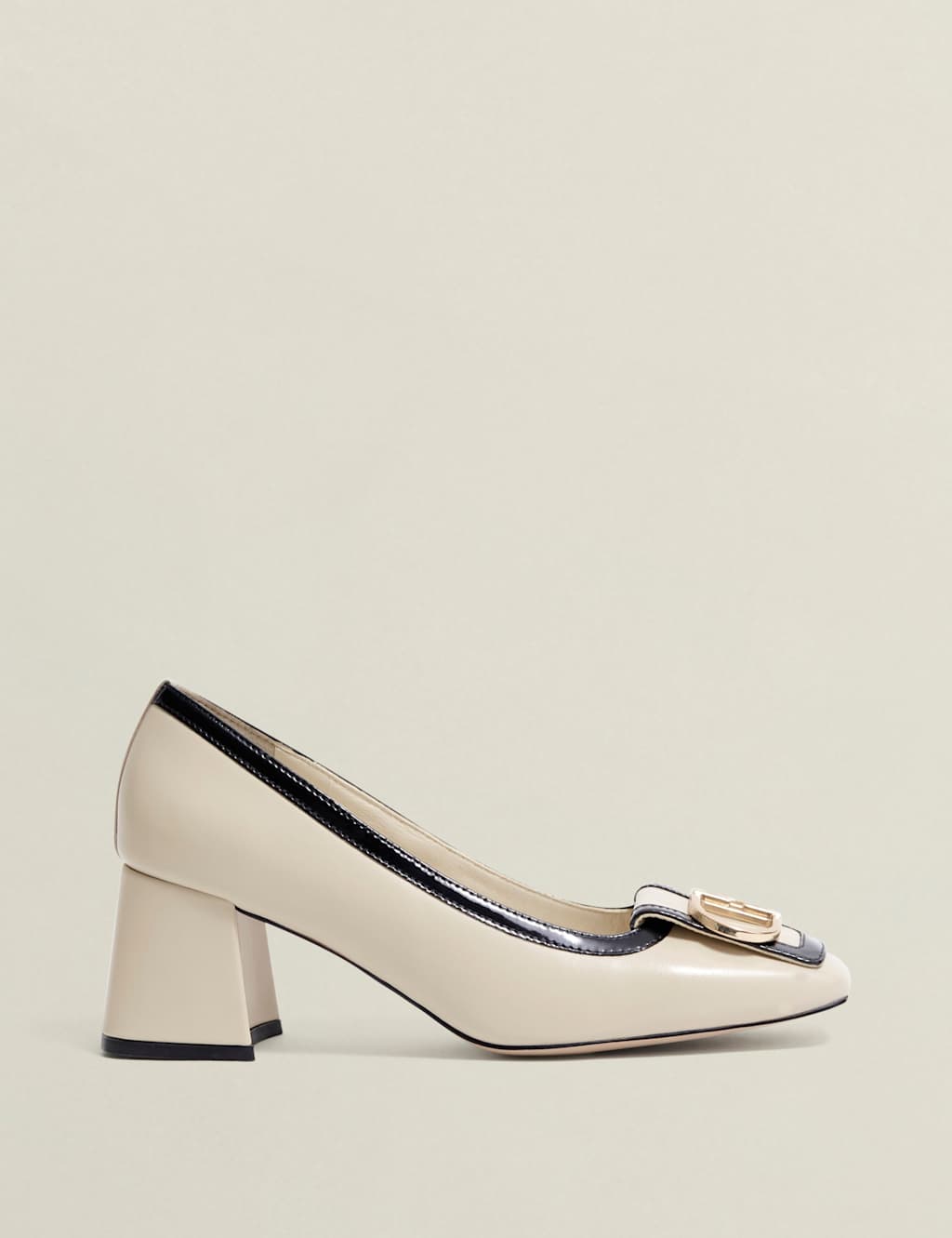 HOBBS Leather Block Heel Court Shoes Black