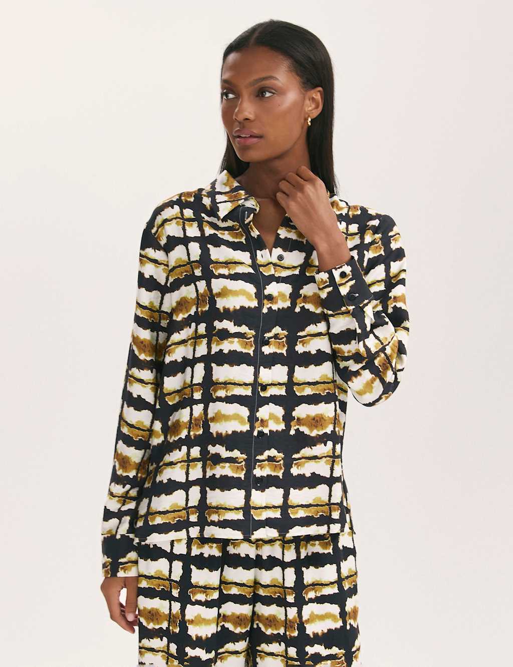 Finery London Women's Printed Collared Shirt - 8 - Black Mix - Available at M&S