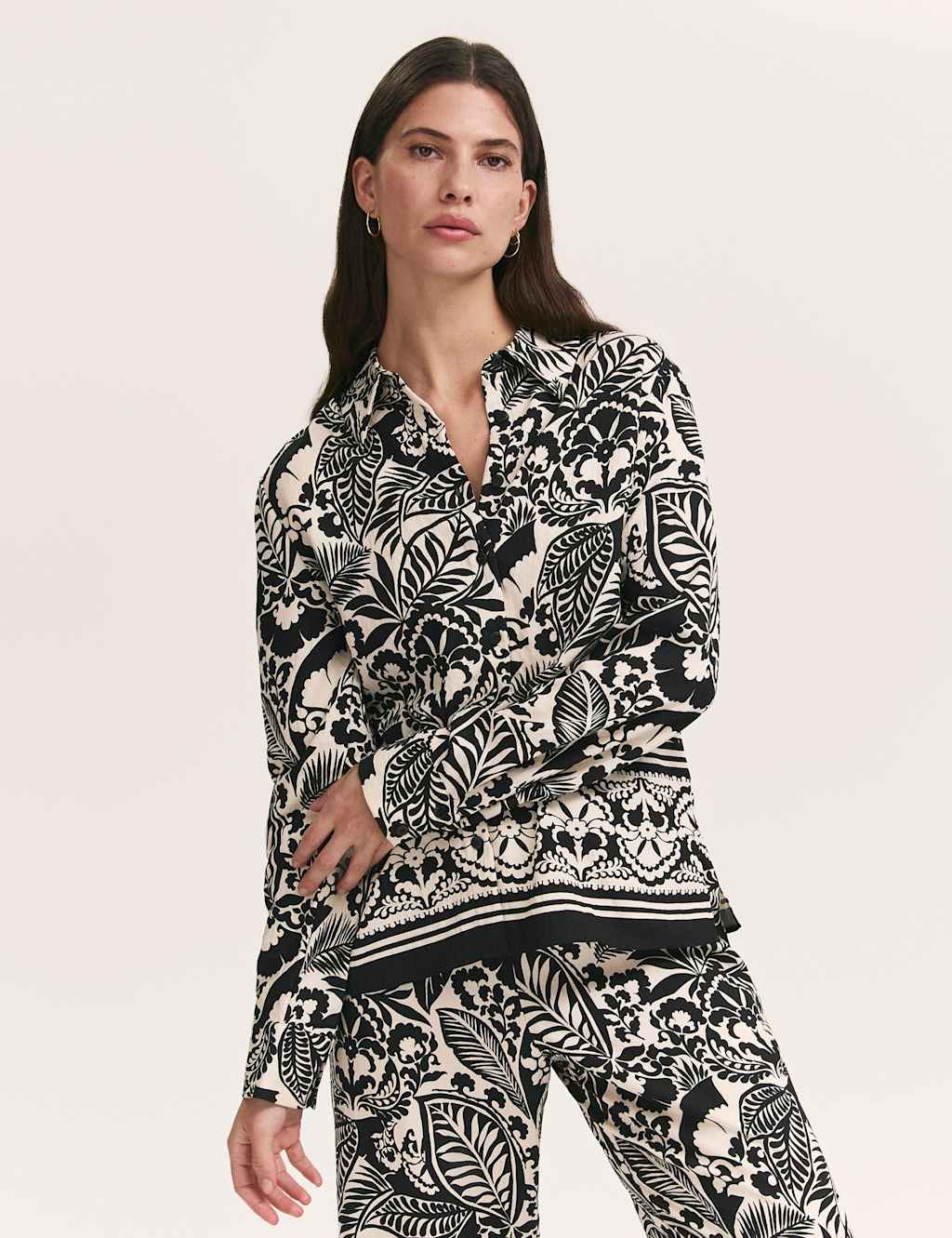 Finery London Women's Floral Print Collared Shirt - 8 - Black Mix - Available at M&S