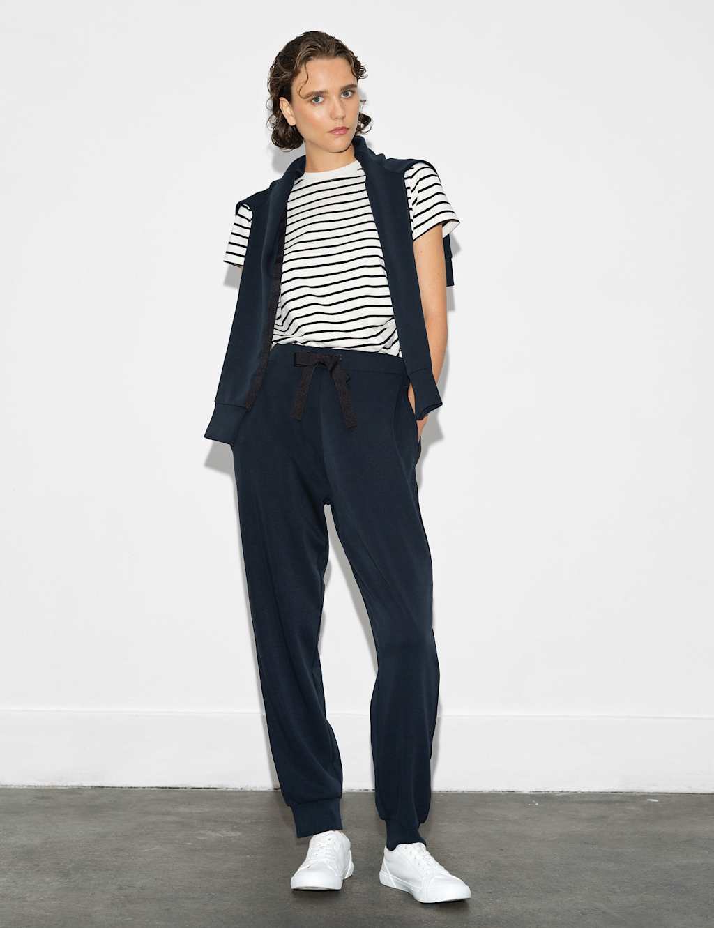 French Connection Trim Detail Hoodie Navy