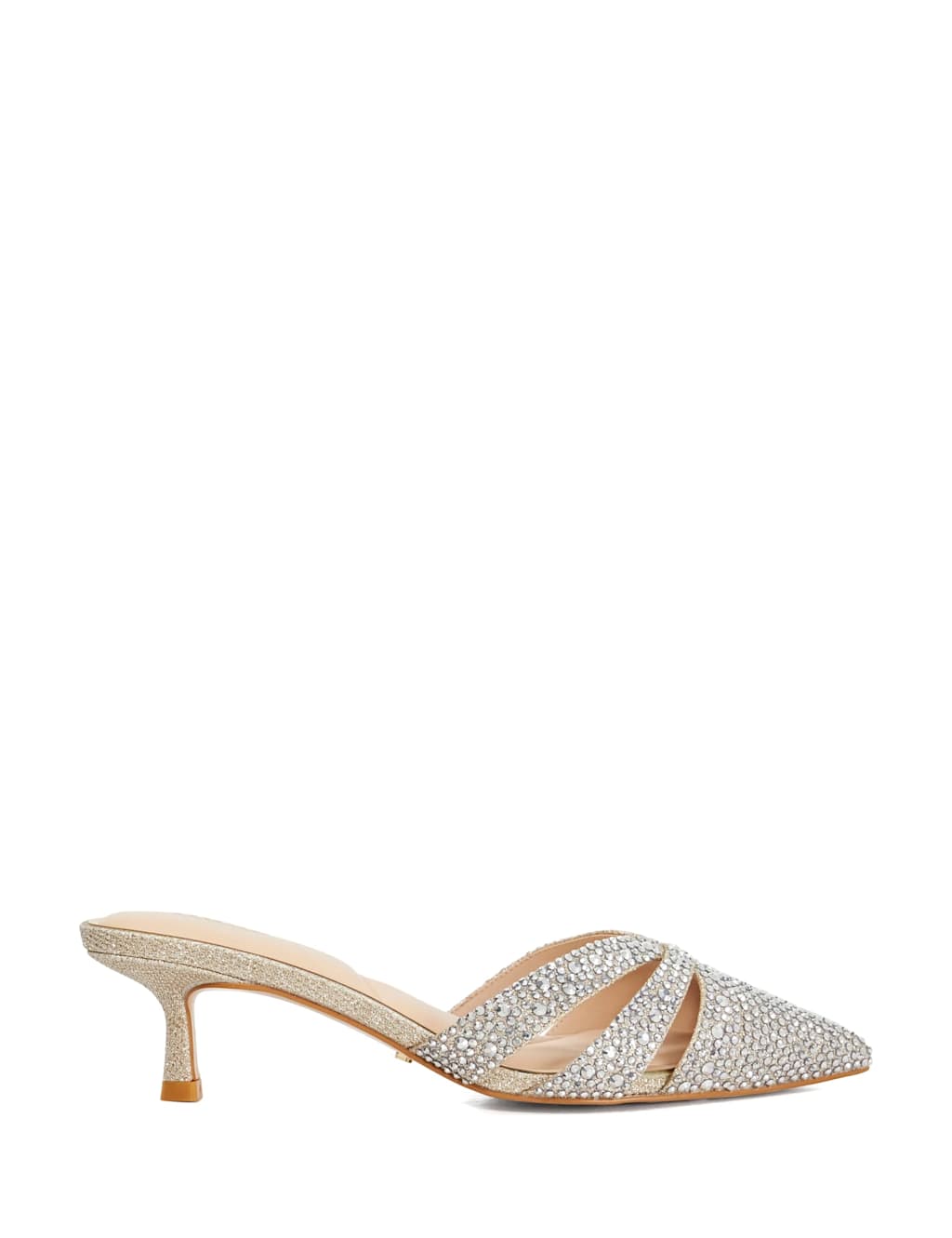 Dune London Women's Diamante Embellished Kitten Heels - 4 - Gold - Available at M&S