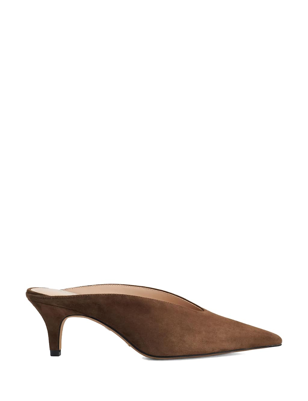Dune London Women's Leather Slip On Kitten Heel Pointed Mules - 3 - Brown - Available at M&S
