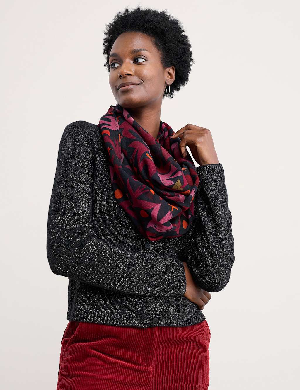 Seasalt Cornwall Pure Wool Printed Snood Red Mix