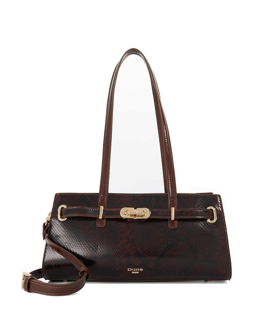 Dune London Women's Leather Buckle Strap Shoulder Bag - Dark Brown - Available at M&S