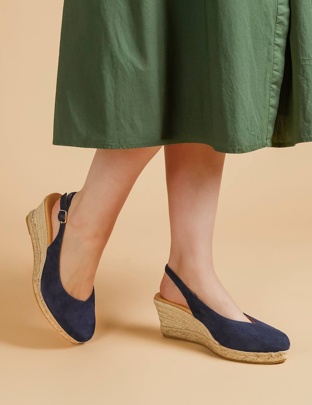 Suede Wedge Slingback Shoes